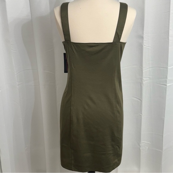 No Boundaries Juniors Midi Buckle Shoulder Straps Dress, Olive Green, Size XXXL - Picture 5 of 7